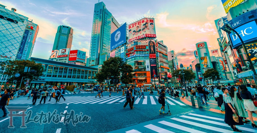 An image of the famous shibuya crossing in Tokyo to show an image of japan before returning 