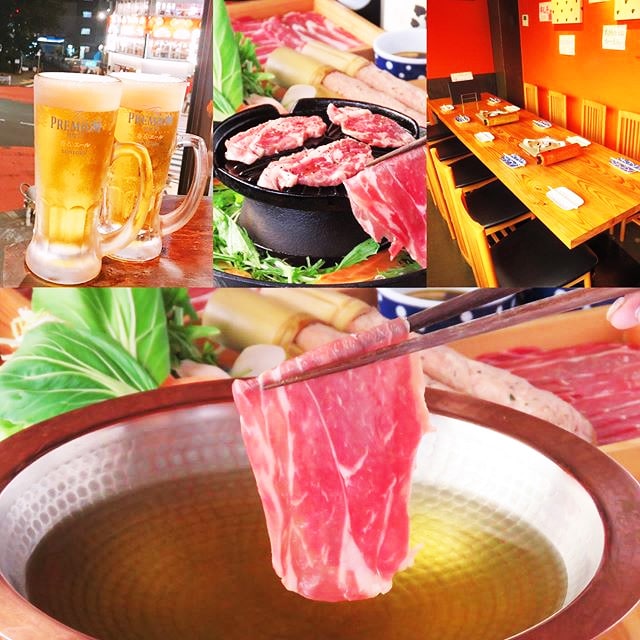 Food and drink images served at Hitsuji No Yu, a shabu shabu restaurant in Tokyo