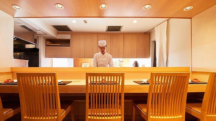 Interior of vegetarian kaiseki Tokyo Restaurant, Ise Sueyoshi